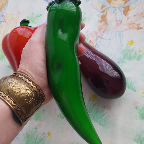 Vintage 4 Murano-Style Glass Art Veggies 🍆🌽 - Picture 5 of 10